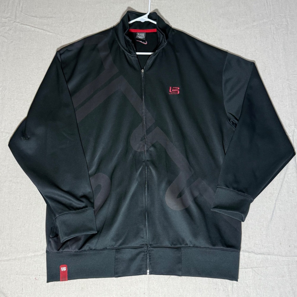 Nike LeBron James Track Jacket Mens Large Black Red Full Zip LJ Crown Logo